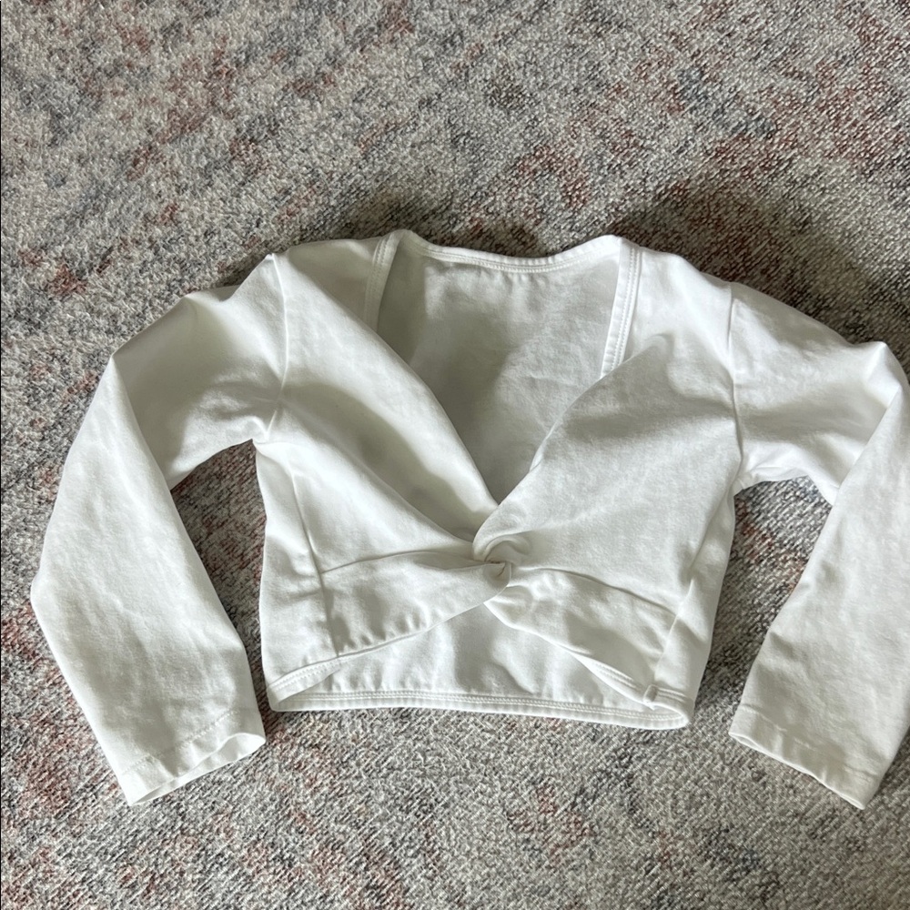 Kids Ballet Wrap Long Sleeve Top white